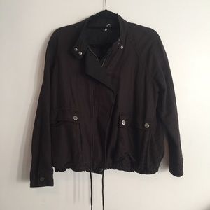 Free People Double Cloth Swing Linen Black Jacket